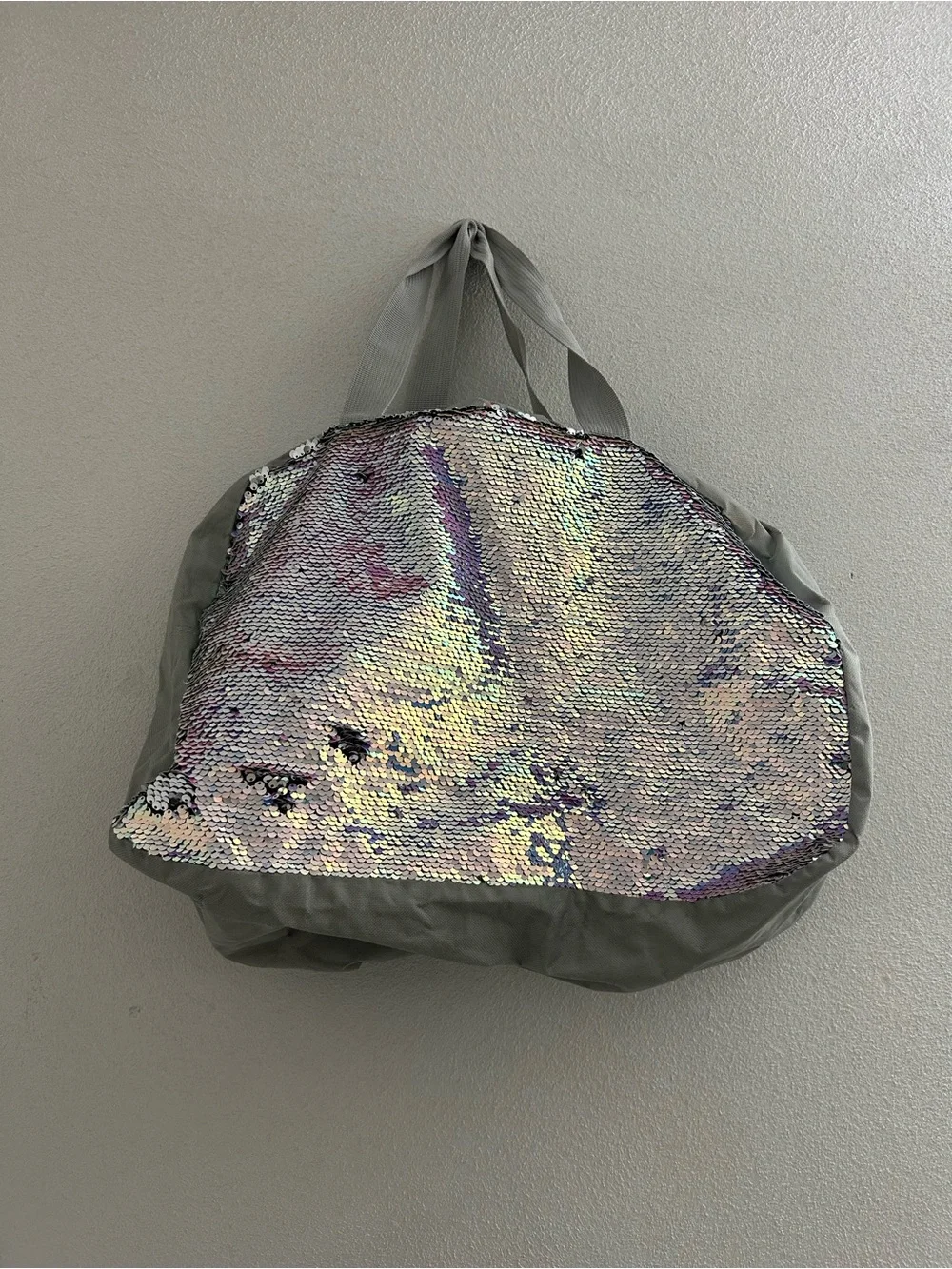 Iridescent Sequin Duffel Tote Bag - Gray